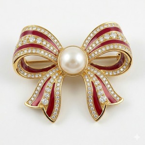 เข็มกลัดโบว์คริสตัลดีไซน์หรูหราประดับเพชรพลอยสำหรับผู้หญิง - Product Image 6