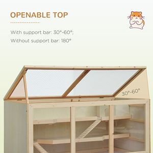 Gabbia per Animali Domestici a 3 Livelli in Legno per Piccole Razze, Habitat per Criceti, Topi, Ratti, Recinto per Esercizio e Gioco con Tetto Apribile e Rampe - Product Image 5