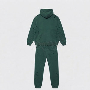 <b>Top</b> Selling <b>Distressed</b> Tracksuit Fashion Casual Set Stylish Comfortable Matching Outfit For Men Daily Wear Street Style - Product Image 5