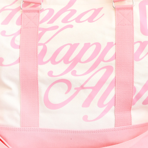 AKA Canvas <b>Tote</b> Bag Neutral Pink Sorority Shoulder Bag Large Capacity Zipper Travel Handbag Stylish Women Gift - Product Image 6