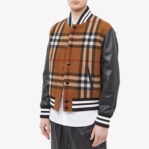 Men's Winter Varsity Jacket Solid Wool Blend Cotton Sleeves <b>Covered</b> <b>Button</b> Closure Turn-down Collar Waterproof Reversible - Product Image 2