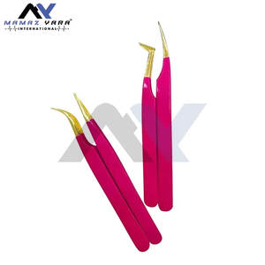 Pinces à épiler roses à pointe dorée pour extensions de cils, outils de beauté de haute qualité pour une application de précision, vente en gros, lot de 4 pièces - Product Image 4