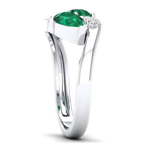 Anillos de compromiso REYES personalizados de plata de ley 925 con moissanita para mujer, joyería artesanal de lujo con esmeralda. - Product Image 3