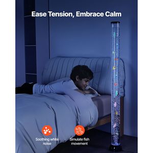 Lampada Acquario Sensoriale con Tubo a Bolle da 1,5 m, 10 Pesci Galleggianti e 16 Effetti di Colore con Telecomando - Product Image 2