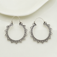 Boucles d'oreilles créoles bohèmes en laiton plaqué or pour femme, bijoux de fête, motif floral bicolore argent et or