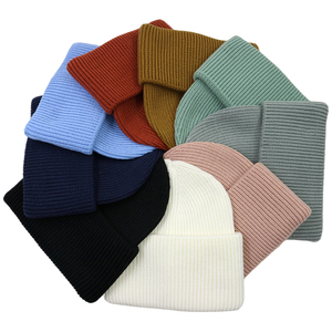 2026 Neues Design Senfgelbe Gerippte Strickmütze Unisex Erwachsene Lässige Winter-Warme 100% Acryl Mütze mit Umschlag im Unifarbenen Stil - Product Image 6