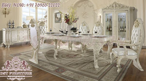 ชุดเฟอร์นิเจอร์ไม้แกะสลักสีขาวหรูหราไม้และงานฝีมือชุดโต๊ะรับประทานอาหารหรูหราซื้อชุดเฟอร์นิเจอร์ห้องรับประทานอาหาร - Product Image 3