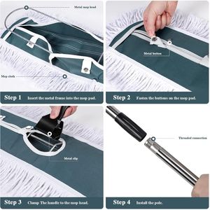 Mopa Comercial de Alta Resistencia de 42 Pulgadas con Mango de Acero Inoxidable, 1 Mopa de Algodón Grande y 1 Mopa Industrial para Limpieza de Pisos - Product Image 3