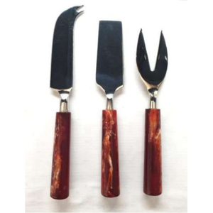 3-Piece Eco-Friendly Dishwasher Safe <b>Cheese</b> <b>Knife</b> Tool <b>Set</b> with Stainless Steel Blades and Resin Handles - Product Image 1