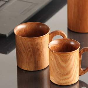 Mug à café classique en bois de manguier éco-responsable avec poignée 500 ml – Tasse en bois décorative durable et anti-fuite pour bar/café - Product Image 4