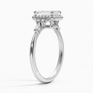 แหวน BOJ รุ่น 056 ทรง Emerald Cut เงินแท้ 925 ประดับเพชร Nadia Halo 2 กะรัต สี D ความสะอาด VVS1 มอยส์ซาไนต์ รับรองโดย GRA ราคาประหยัด แหวนแต่งงาน - Product Image 2