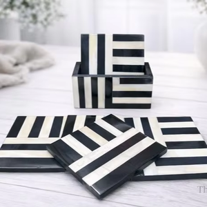 Luxury Bone Inlay <b>Coaster</b> Set Elegant <b>Drink</b> <b>Coasters</b> For Dining Table Floral Pattern <b>Coaster</b> Set Handmade Home Decor Accessories - Product Image 1