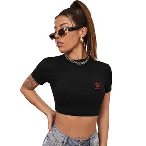 Top Corto para Mujer, Estilo Coreano Moderno, Transpirable, de Algodón Suave, para Todas las Temporadas, Elegante, Juvenil, Casual y Elegante - Product Image 1