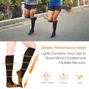 Calze sportive unisex a compressione graduata in rame, resistenti, per corsa, infermieristica, tibieostomi, edema, gonfiore - Uomo Donna - Product Image 2