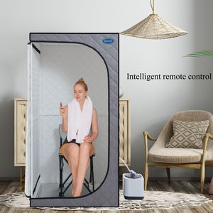 Tenda Sauna a Vapore Portatile Grigia in PVC Stile Mini Plus con Telecomando, Sedia Pieghevole, Coperta Sauna a Vapore Personale per Casa e Spa - Product Image 2