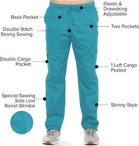 Conjunto de Uniforme Médico para Mujer, Tejido de Rayón, Cuello en V, Manga Corta y Pantalones a Juego, Color Verde Azulado - Product Image 3