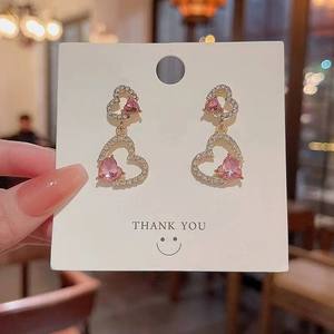 Boucles d'oreilles pendantes en forme de cœur en moissanite, plaquées argent, unisexes, pour fiançailles, port quotidien, bijoux minimalistes, argent 925 - Product Image 1