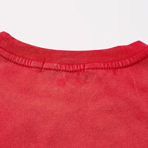 Amazop Men's <b>Oversized</b> <b>Red</b> T-<b>Shirt</b> Short Sleeve O-Neck Street Style Knitted With Rhinestone Stars Logo Front - Product Image 6