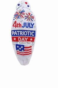 Serre-tête patriotique américain brodé à la main et perlé pour femmes, idéal pour la fête de l'Indépendance - Product Image 5