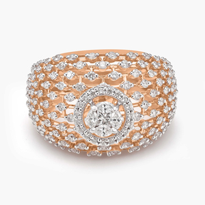 Luxury Rose <b>Gold</b> <b>Cocktail</b> <b>Ring</b> With Round Brilliant Cut Diamond For Women Engagement Jewelry - Product Image 4