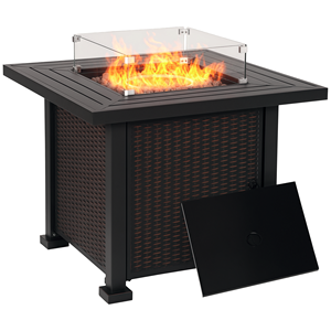 Tavolo con Braciere a Gas Propano da 50.000 BTU Certificato CSA, con Rocce Laviche e Protezione dal Vento - Product Image 1