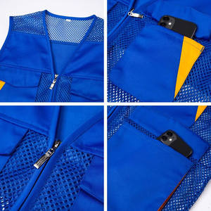 Chaleco de Trabajo Unisex de Alta Visibilidad, Reflectante, de Malla de Poliéster Transpirable, con Múltiples Bolsillos, Negro con Ribete Amarillo, Uniforme de Seguridad - Product Image 4