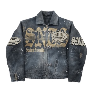 Chaqueta de Mezclilla para Hombre, Estilo Streetwear, Fabricación OEM, Parche Personalizado con Logotipo Bordado, Diseño Desgastado y Rasgado, Tela de Algodón y Lona - Product Image 5