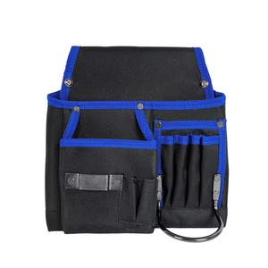 Ceinture à outils robuste avec plusieurs poches, noire et bleue, équipement de travail pour les tâches de menuiserie et de construction - Product Image 6