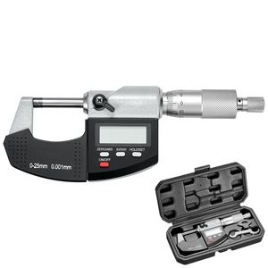 Set di Micrometri Digitali 0-1 Pollice, Gamma di Misurazione 0.00005", Risoluzione Ultra-Precisa 0.0001, Display LCD, Acciaio - Product Image 1