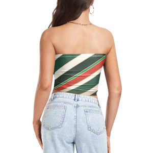 Diagonal Stripe Sublimation Tube <b>Top</b> <b>Crop</b> Red <b>Green</b> Gold Strapless Holiday Party <b>Top</b> Christmas Outfit for Women cheap price - Product Image 2