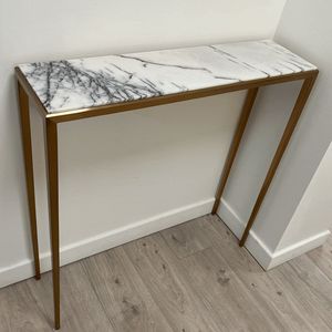Elegant Metal <b>Console</b> <b>Table</b> With Marble Top Contemporary Accent Furniture For Stylish Hallway Interior Decoration Applications - Product Image 4