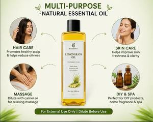 Huile Essentielle de Citronnelle Pure Naturelle Pressée à Froid Fraîche pour Aromathérapie, Fabrication Cosmétique, Soins de la Peau, Soins Personnels, Beauté et Plus Encore - Product Image 4