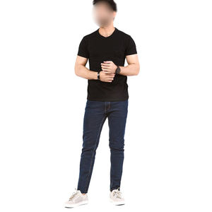 Jeans de mezclilla para hombre, corte ajustado, pierna recta, azul oscuro, estilo casual, peso medio, para primavera, tela tejida, lavado regular, en oferta online - Product Image 1