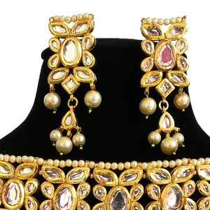Indian Classic Women's Choker Wedding Engagement Anniversary Party Green Traditional Crystal Kundan Faux Pearl Alloy Gold <b>Gift</b> - Product Image 3