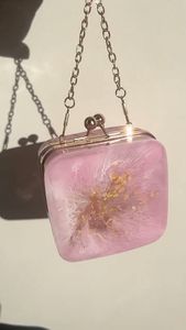 Custom Print Handbag Purse Flower Printing Box Shape Crossbody Purse Pearl Beaded Chain <b>Square</b> Clutch Bag - Product Image 5
