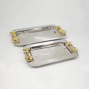 Elegant Rectangular Mirrored Serving <b>Tray</b> with Gold Floral Handles for Luxury Home Decor and Decorative Tabletop Display - Product Image 3
