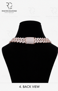 Luxurious chevron link diamond <b>necklace</b> handcrafted in premium 14K rose gold bold geometric design micro pavé brilliance timeles - Product Image 2