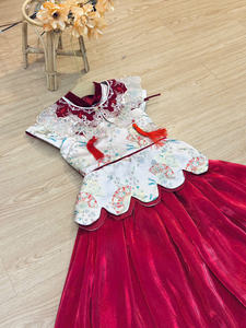 Princess Dress with Patterned Brocade Fabric and <b>Skirt</b> for Kids to Wear on Ceremonial Occasions - Product Image 2