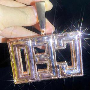 Colgante con inicial personalizada, plata de ley 925, chapado en oro de 14K/18K, moissanita VVS, joyería hip hop para hombre - Product Image 4