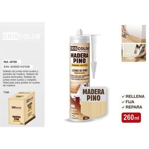 Sigillante acrilico Criscolor Madera Pino 260ml per pavimenti e pareti in legno - Product Image 1