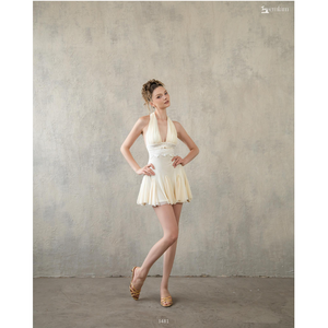 Wholesale Women's <b>Halter</b> Lace Panel Flared Mini <b>Dress</b> with Built-In Bra ET3481 - Product Image 1