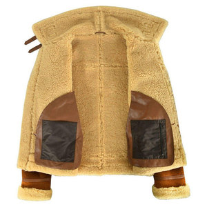 Men's Brown Suede Bomber Jacket Windproof Turn-down Collar <b>Zip</b>-<b>up</b> Regular Fit Winter Outerwear Polyester Lining Embossed - Product Image 5