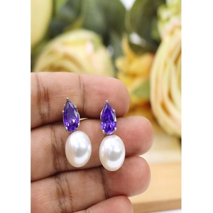 Glamorous High Quality <b>Silver</b> Plated Zircon Trendy Moissanite <b>Stud</b> Earring Women Evening Look Party Wear Fashion Collection - Product Image 1