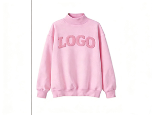 Custom LOGO Women's Embroidery Pattern Cotton Sweatshirt Mockneck <b>Long</b> <b>Sleeve</b> Pullover <b>Tops</b> - Product Image 6