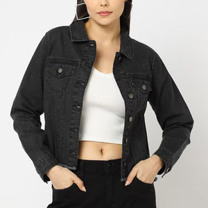 Custom Women Denim Jacket Oversized Vintage Washed Casual Streetwear Button Up Jean Jacket for Spring Autumn Fashion - Product Image 1