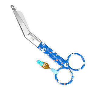 Tijeras Quirúrgicas de Acero Inoxidable con Punta Redondeada, Certificadas por MOL, con Diseño de Perros Azules, para Enfermería Manual - Product Image 4