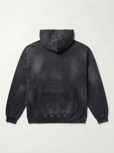 Sweat-shirt à capuche surdimensionné pour homme Volcaxius OEM ODM, noir délavé, avec impression de lettres et poche kangourou, logo personnalisé - Product Image 5