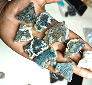 Rodajas de Ágata Musgosa Talladas en Forma de Hoja, Piedras Preciosas Sueltas al por Mayor, Ágata Musgosa Natural, Hermosa Piedra Preciosa de Ágata para Joyería - Product Image 4