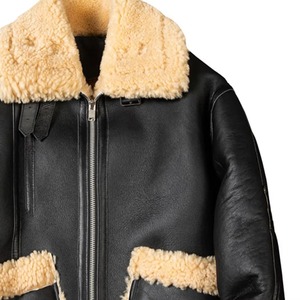Men's High Quality B3 Shearling Leather <b>Jacket</b> Slim Fit <b>with</b> Soft Fur Decoration for Stylish Winter Outdoor Activities - Product Image 2