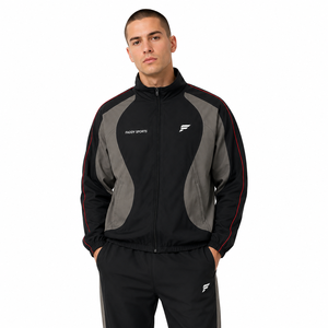 Veste coupe-vent de sport pour homme avec logo personnalisé, imperméable, légère, entièrement zippée, veste de survêtement, couleur contrastée, streetwear, veste athlétique - Product Image 1
